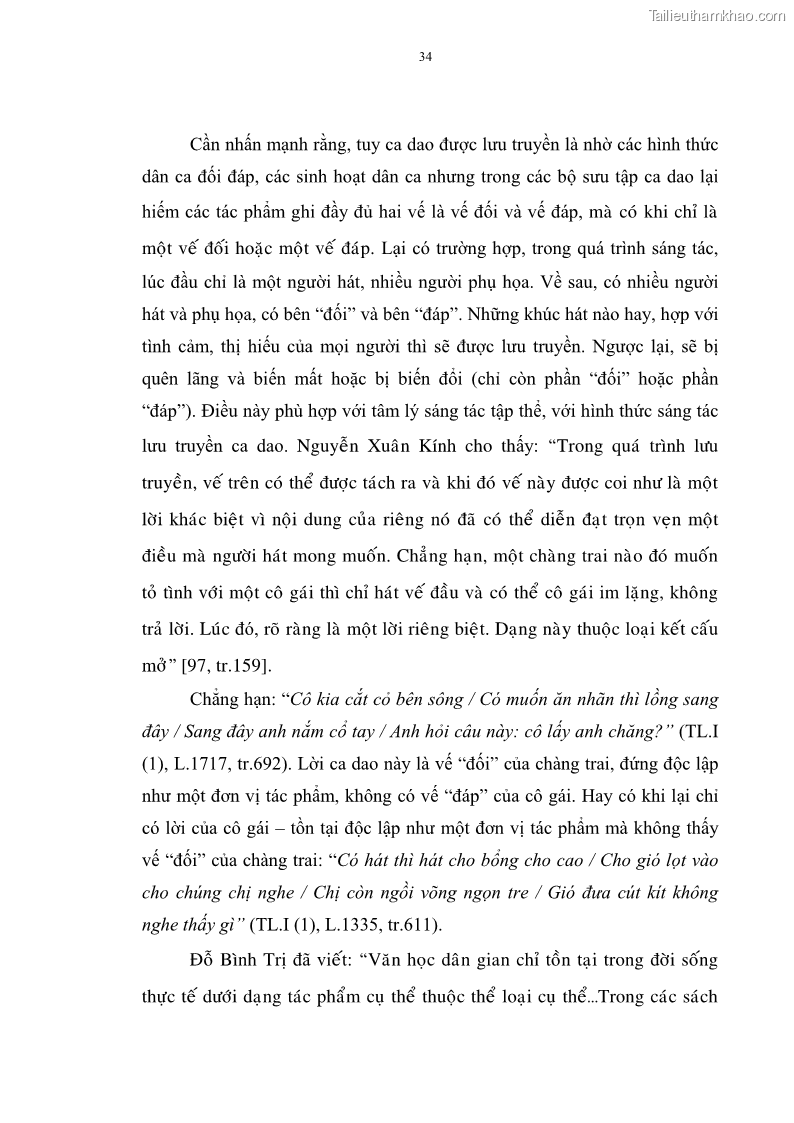 Luận án tiến sĩ ngữ văn Đặc trưng kết cấu ca dao trữ tình - 3 Trang 34
