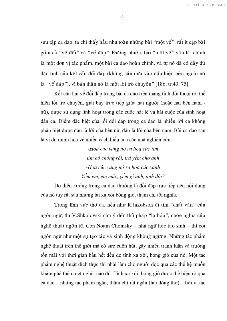 Luận án tiến sĩ ngữ văn Đặc trưng kết cấu ca dao trữ tình - 3 Trang 35
