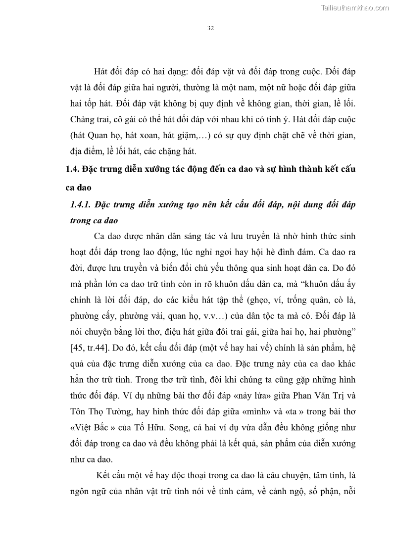 Luận án tiến sĩ ngữ văn Đặc trưng kết cấu ca dao trữ tình - 3 Trang 32