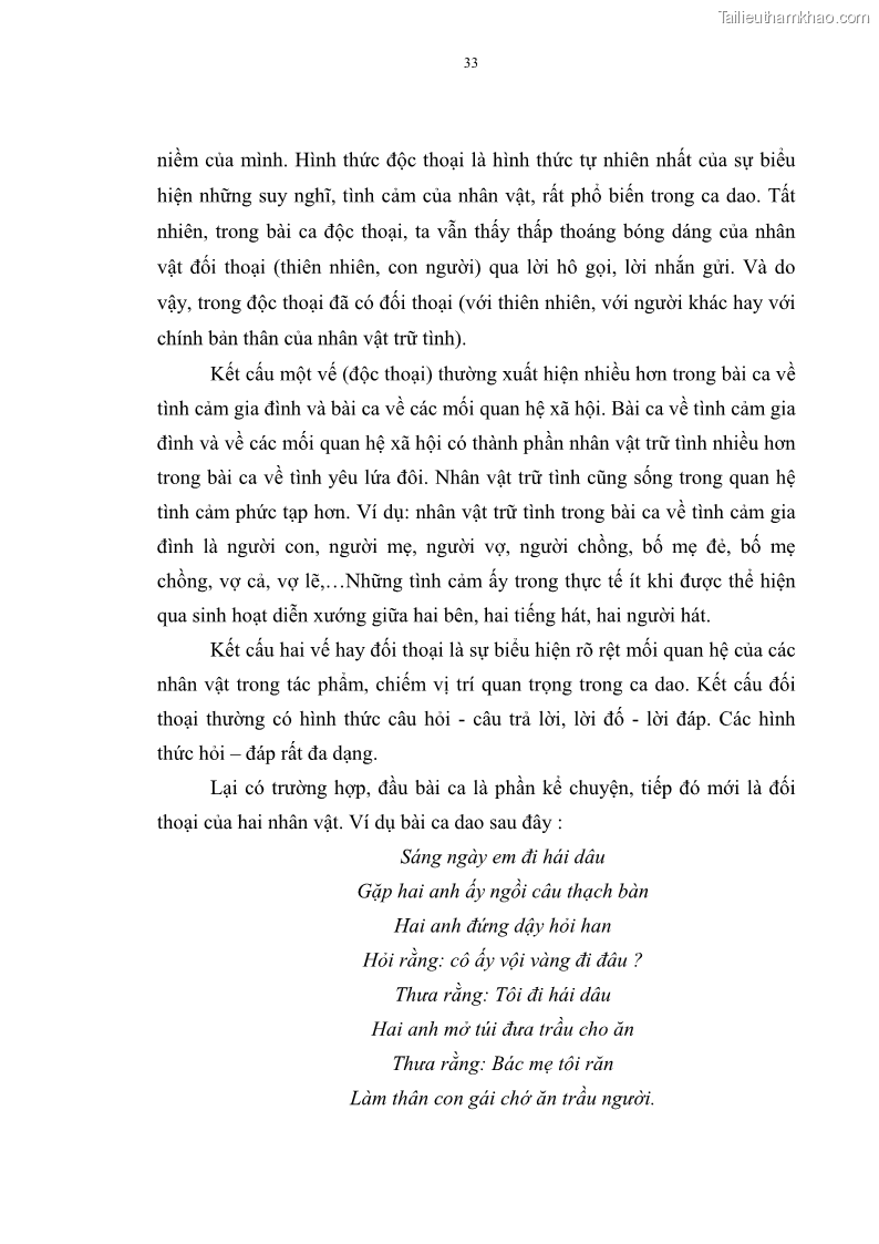 Luận án tiến sĩ ngữ văn Đặc trưng kết cấu ca dao trữ tình - 3 Trang 33