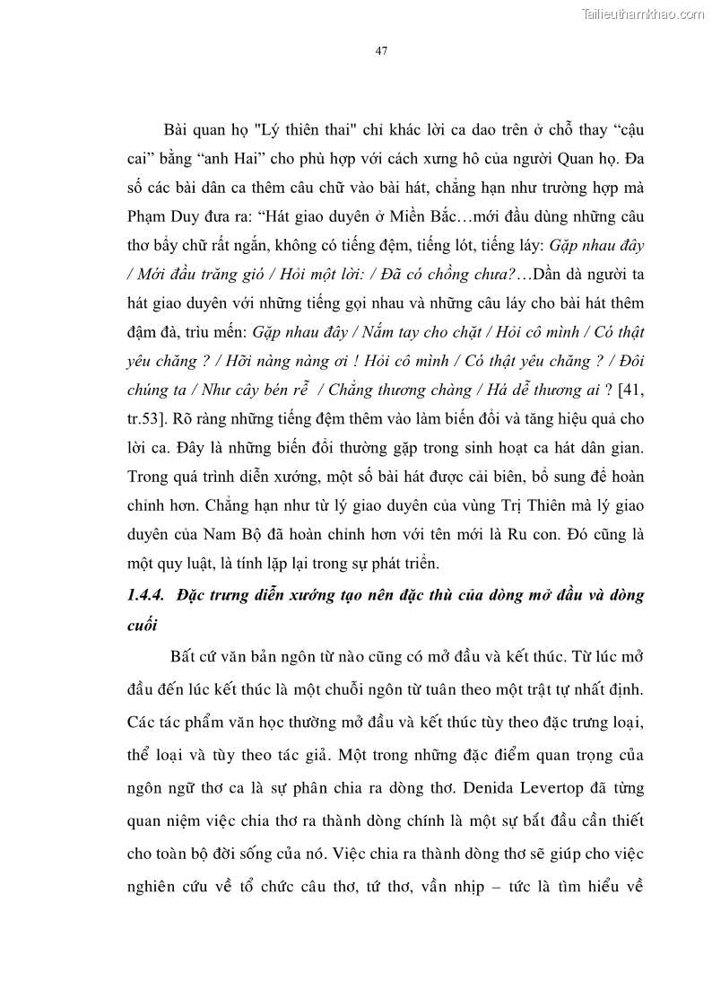 Luận án tiến sĩ ngữ văn Đặc trưng kết cấu ca dao trữ tình - 4 Trang 47