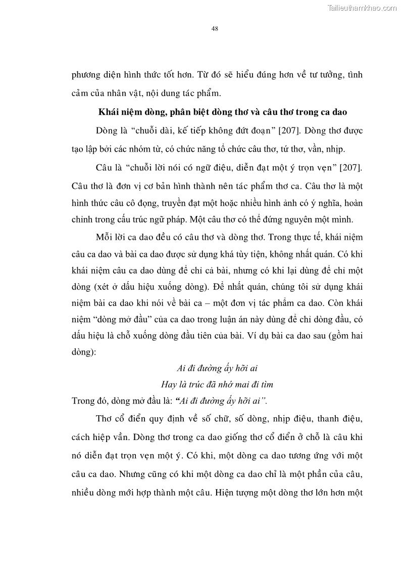 Luận án tiến sĩ ngữ văn Đặc trưng kết cấu ca dao trữ tình - 4 Trang 48