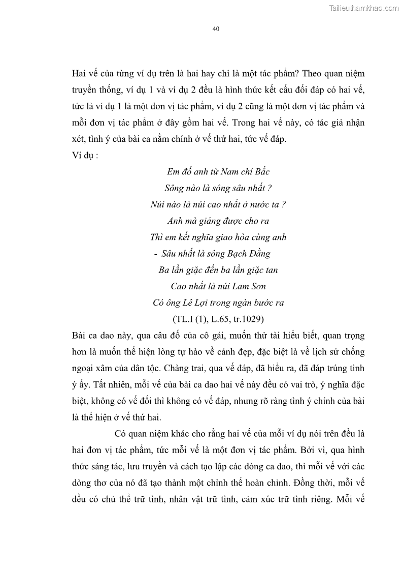 Luận án tiến sĩ ngữ văn Đặc trưng kết cấu ca dao trữ tình - 4 Trang 40