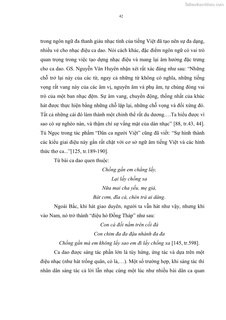 Luận án tiến sĩ ngữ văn Đặc trưng kết cấu ca dao trữ tình - 4 Trang 42