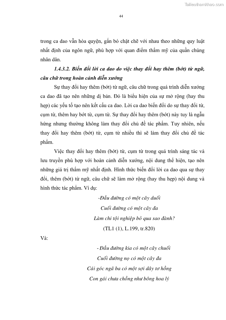 Luận án tiến sĩ ngữ văn Đặc trưng kết cấu ca dao trữ tình - 4 Trang 44