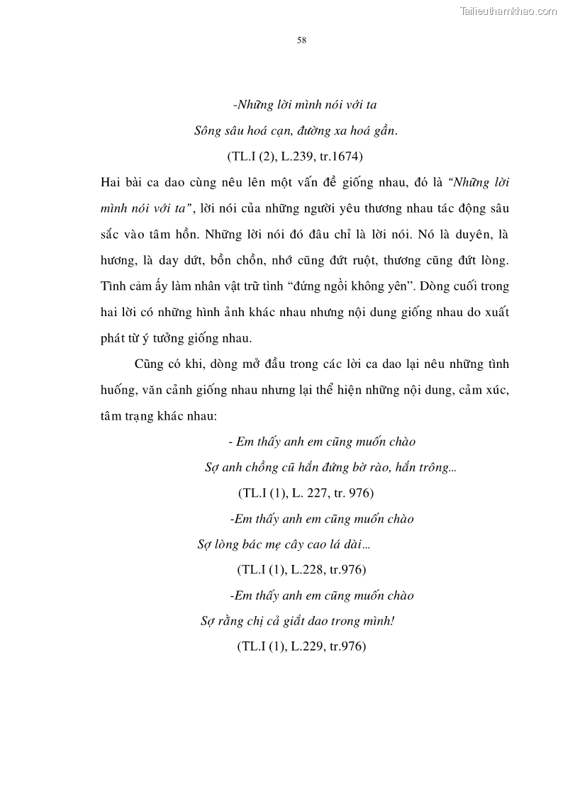 Luận án tiến sĩ ngữ văn Đặc trưng kết cấu ca dao trữ tình - 5 Trang 58