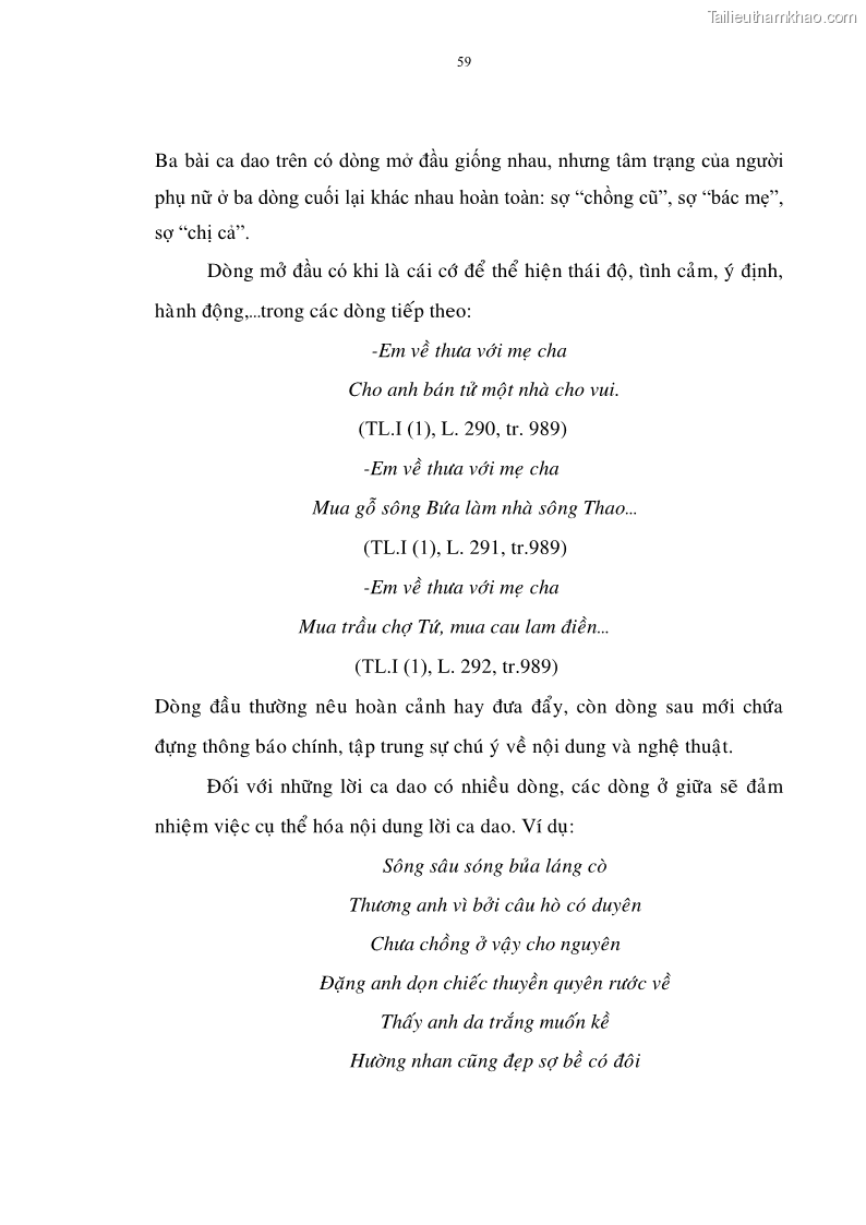 Luận án tiến sĩ ngữ văn Đặc trưng kết cấu ca dao trữ tình - 5 Trang 59
