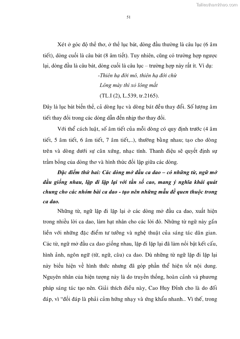 Luận án tiến sĩ ngữ văn Đặc trưng kết cấu ca dao trữ tình - 5 Trang 51