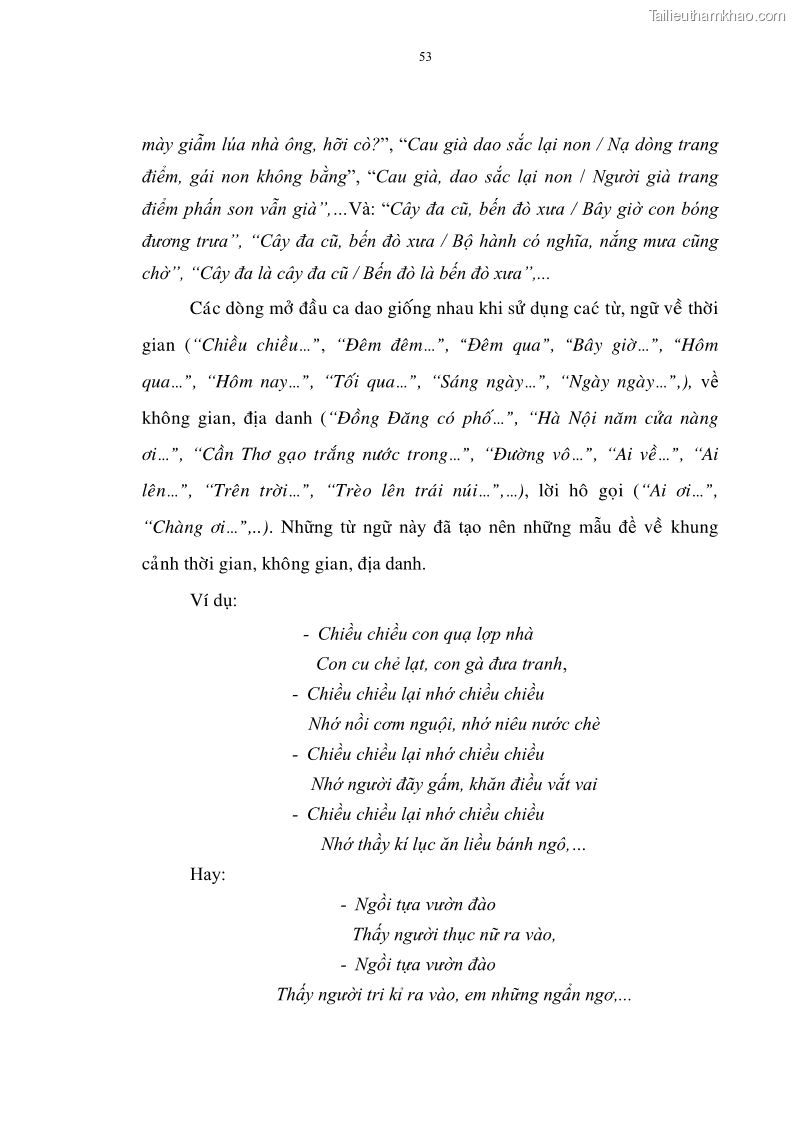 Luận án tiến sĩ ngữ văn Đặc trưng kết cấu ca dao trữ tình - 5 Trang 53