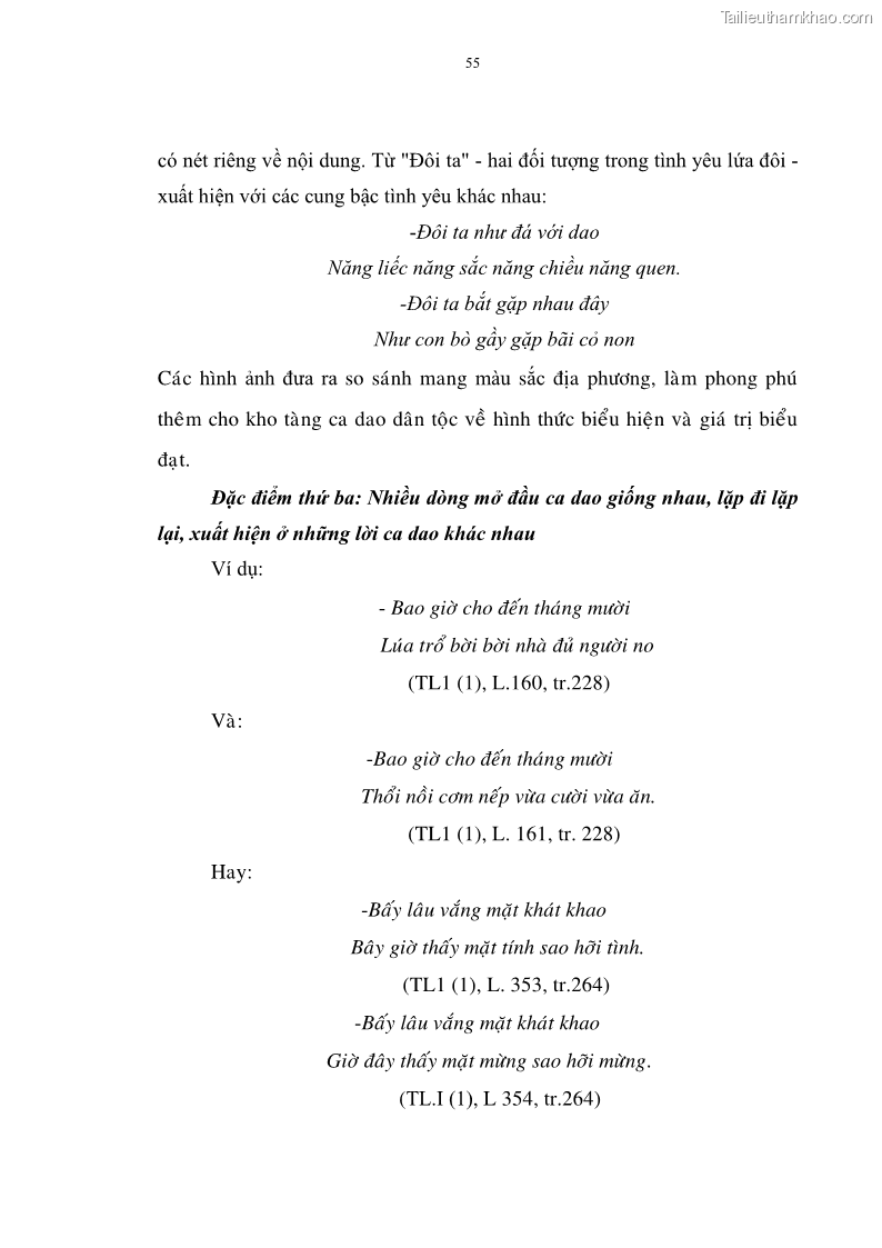 Luận án tiến sĩ ngữ văn Đặc trưng kết cấu ca dao trữ tình - 5 Trang 55