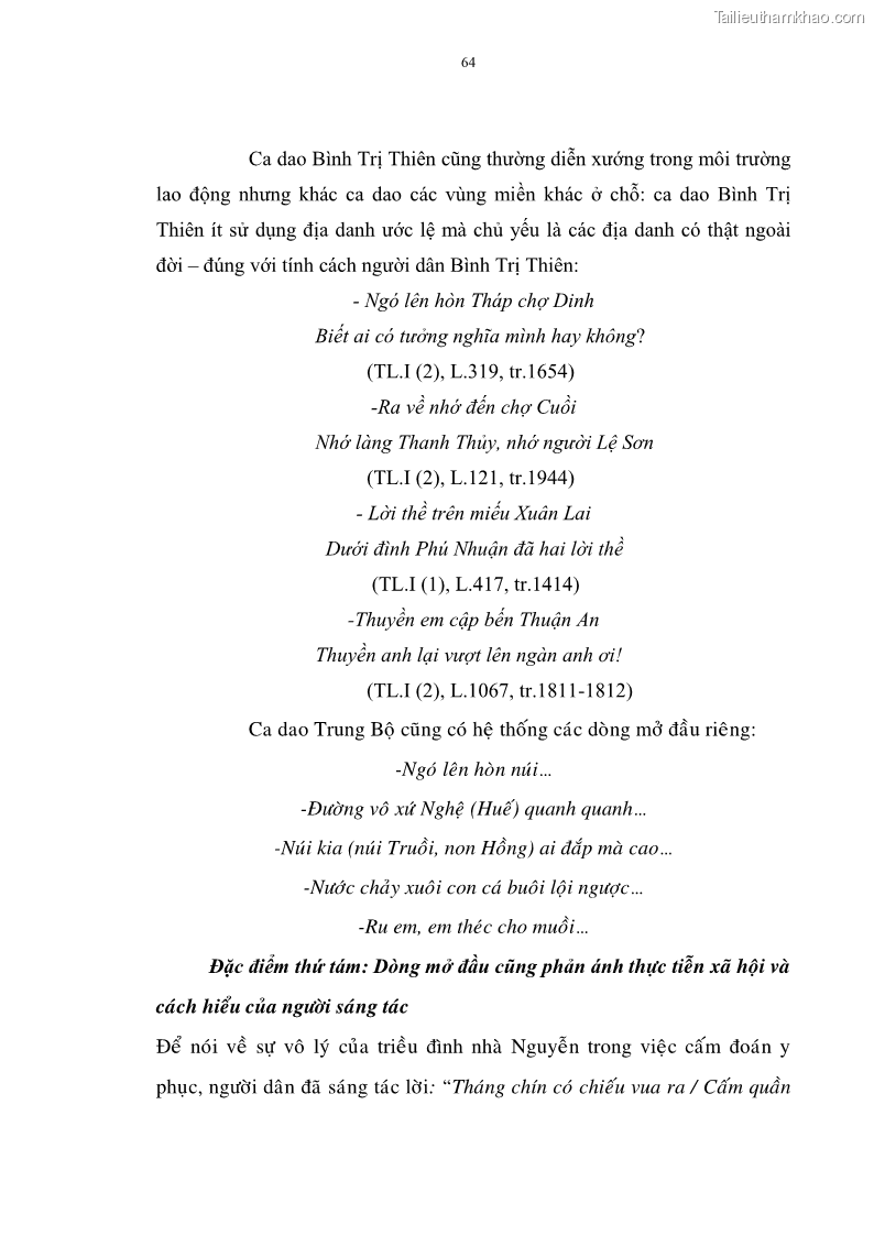 Luận án tiến sĩ ngữ văn Đặc trưng kết cấu ca dao trữ tình - 6 Trang 64