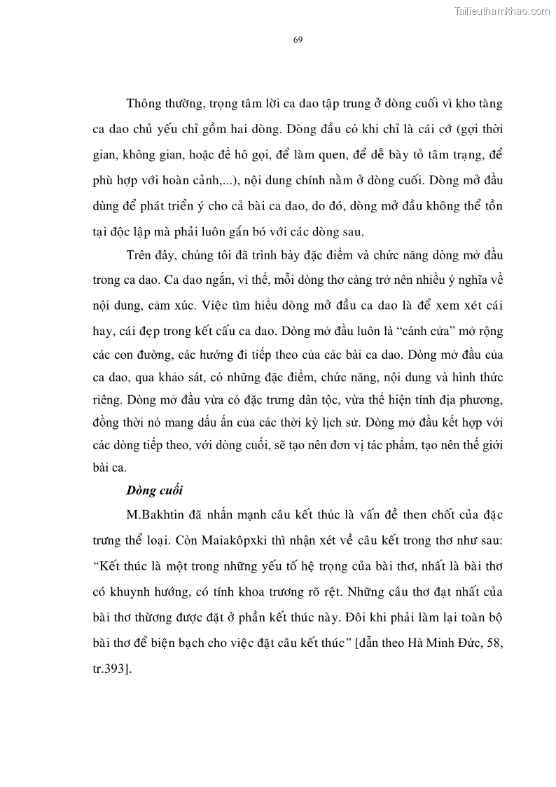 Luận án tiến sĩ ngữ văn Đặc trưng kết cấu ca dao trữ tình - 6 Trang 69