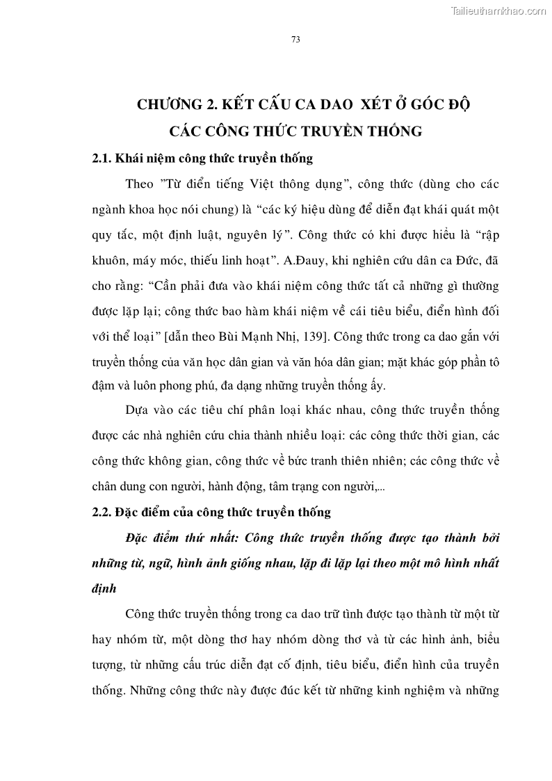 Luận án tiến sĩ ngữ văn Đặc trưng kết cấu ca dao trữ tình - 7 Trang 73