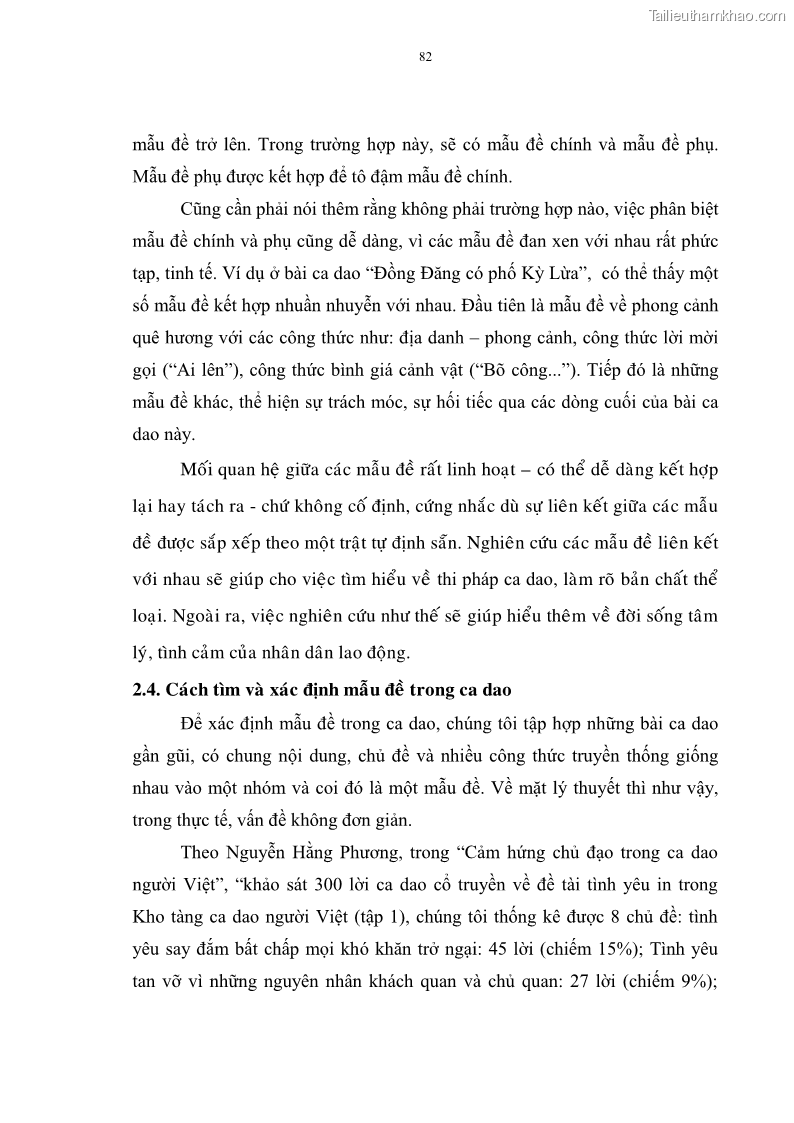 Luận án tiến sĩ ngữ văn Đặc trưng kết cấu ca dao trữ tình - 7 Trang 82