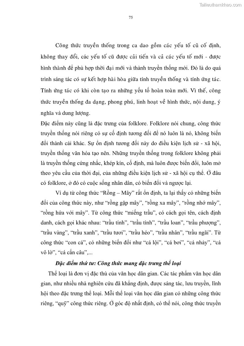Luận án tiến sĩ ngữ văn Đặc trưng kết cấu ca dao trữ tình - 7 Trang 75