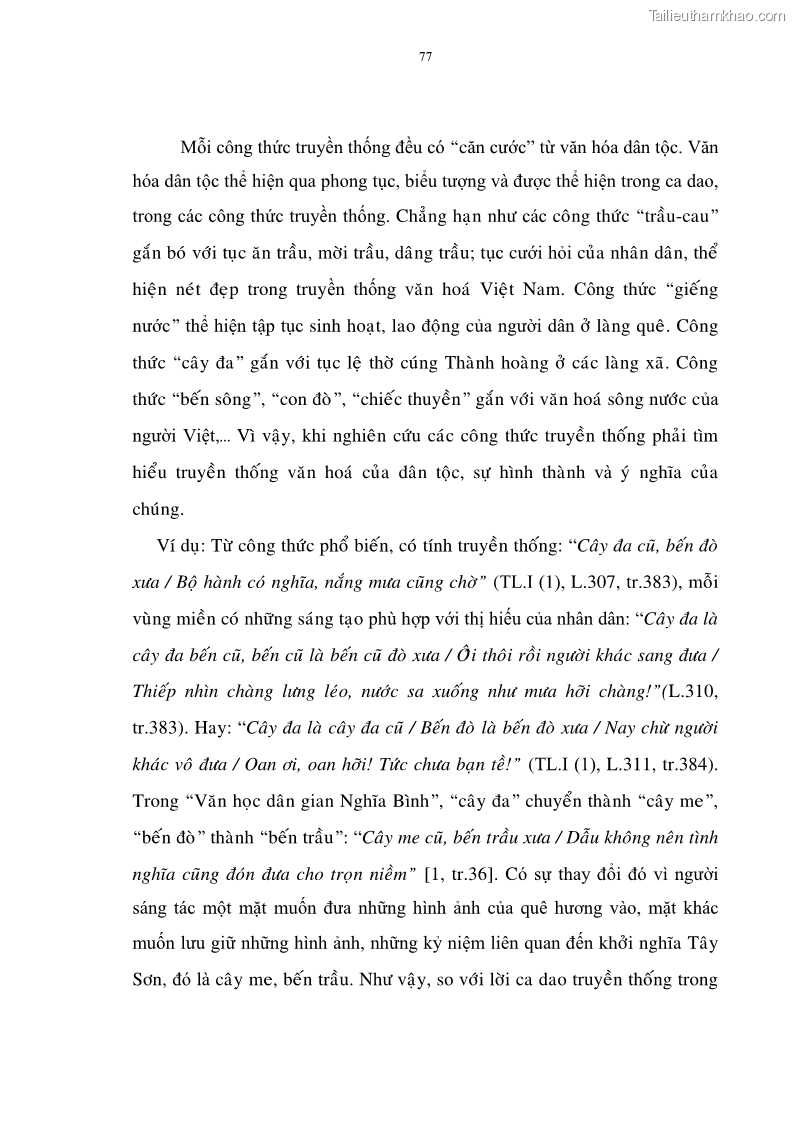 Luận án tiến sĩ ngữ văn Đặc trưng kết cấu ca dao trữ tình - 7 Trang 77