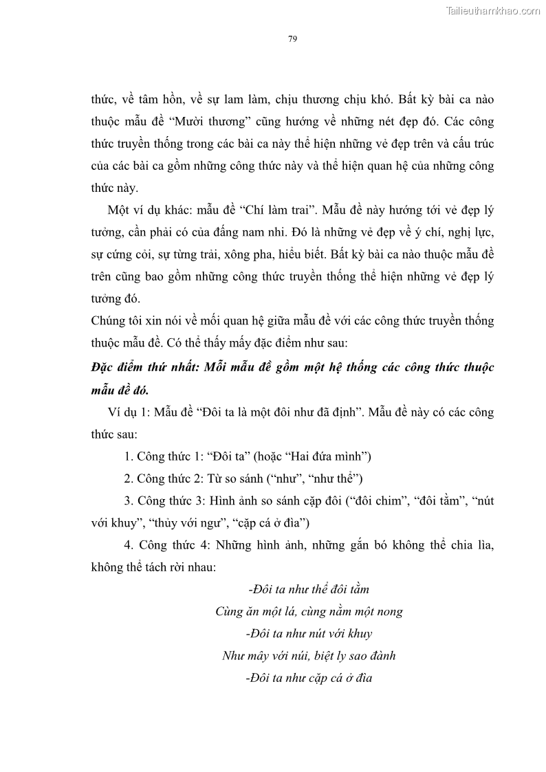 Luận án tiến sĩ ngữ văn Đặc trưng kết cấu ca dao trữ tình - 7 Trang 79