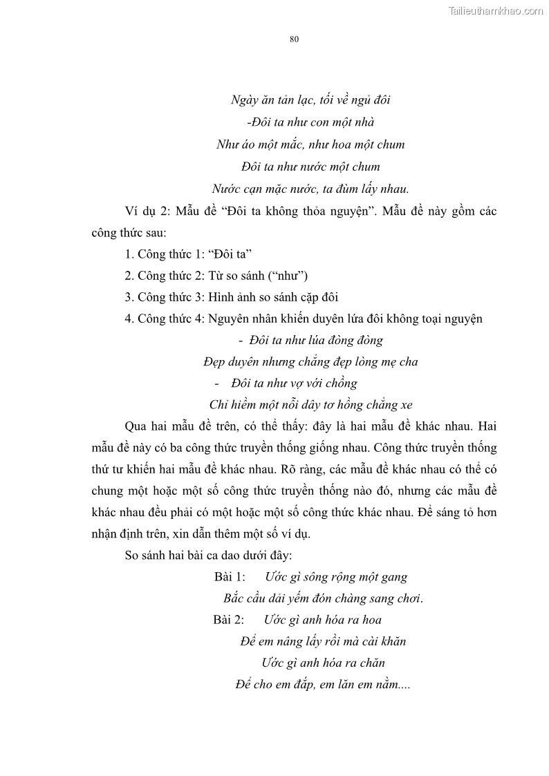 Luận án tiến sĩ ngữ văn Đặc trưng kết cấu ca dao trữ tình - 7 Trang 80