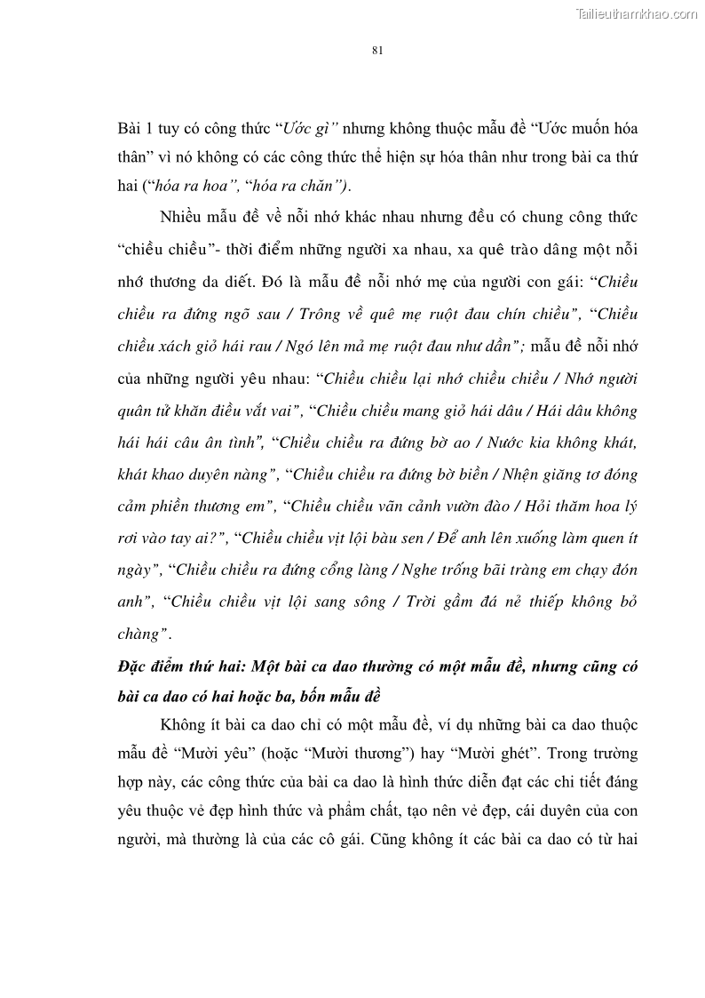 Luận án tiến sĩ ngữ văn Đặc trưng kết cấu ca dao trữ tình - 7 Trang 81
