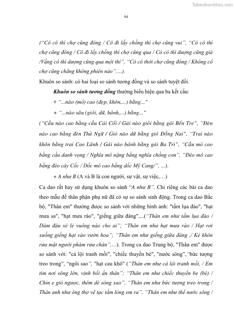 Luận án tiến sĩ ngữ văn Đặc trưng kết cấu ca dao trữ tình - 8 Trang 94
