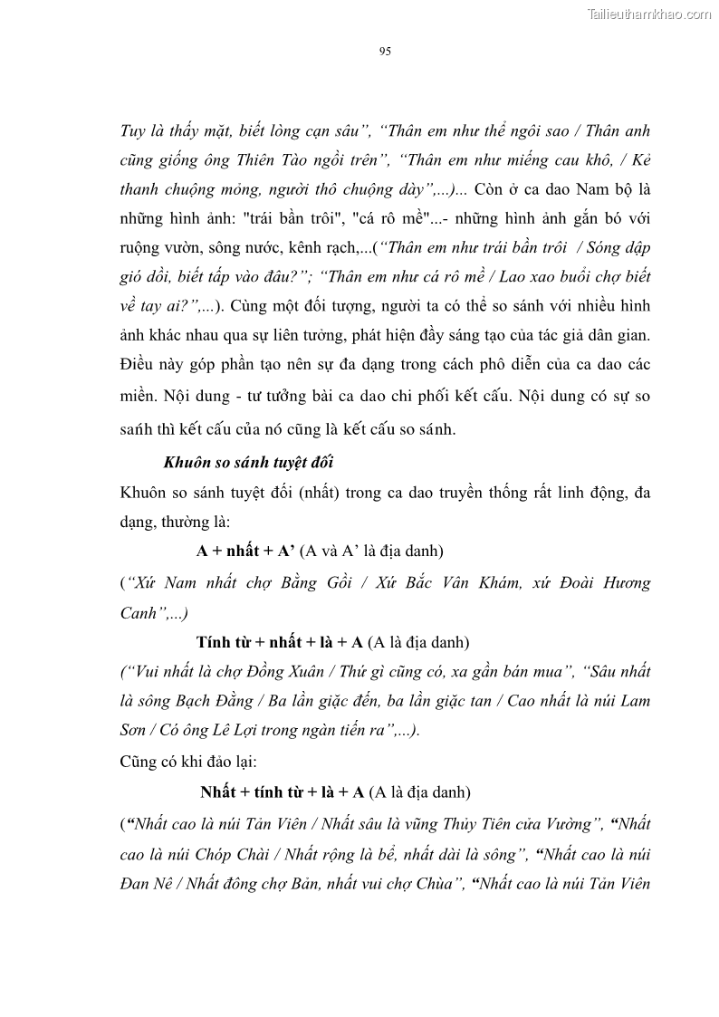 Luận án tiến sĩ ngữ văn Đặc trưng kết cấu ca dao trữ tình - 8 Trang 95