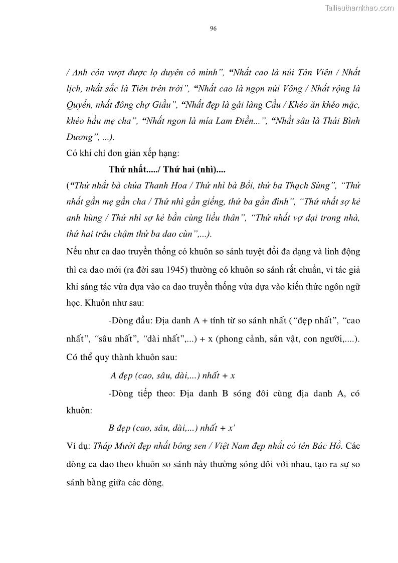 Luận án tiến sĩ ngữ văn Đặc trưng kết cấu ca dao trữ tình - 8 Trang 96