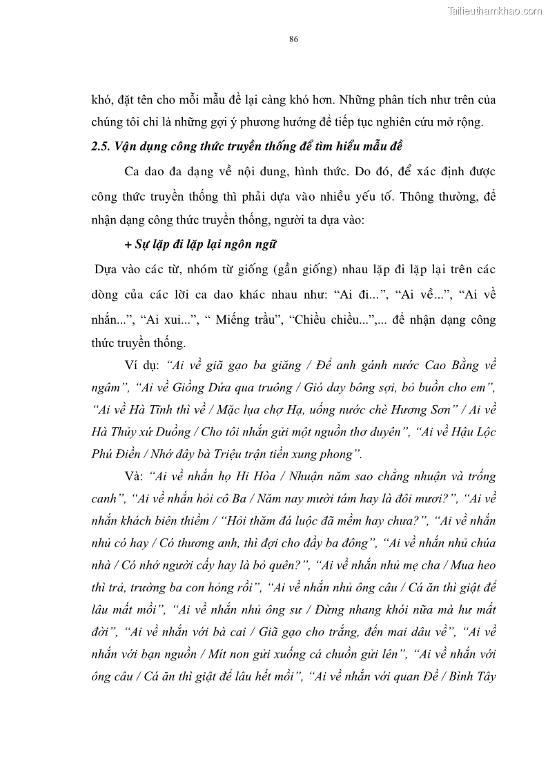 Luận án tiến sĩ ngữ văn Đặc trưng kết cấu ca dao trữ tình - 8 Trang 86