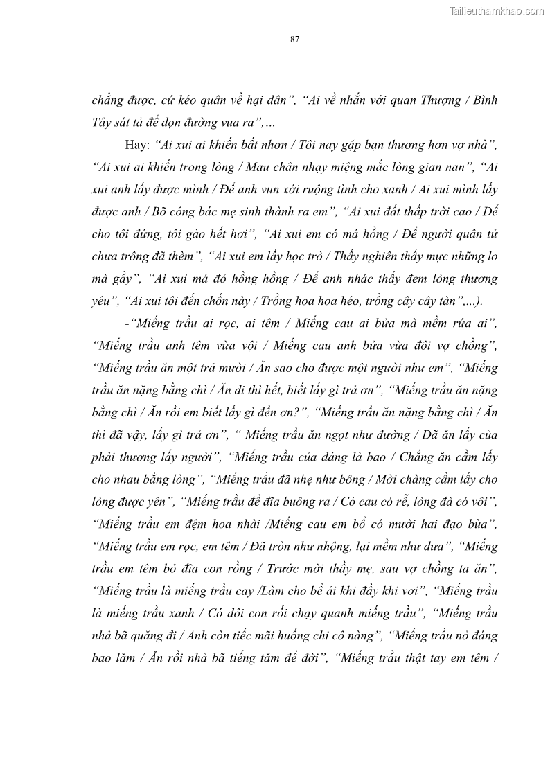 Luận án tiến sĩ ngữ văn Đặc trưng kết cấu ca dao trữ tình - 8 Trang 87