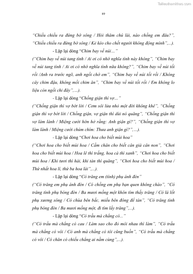 Luận án tiến sĩ ngữ văn Đặc trưng kết cấu ca dao trữ tình - 8 Trang 89