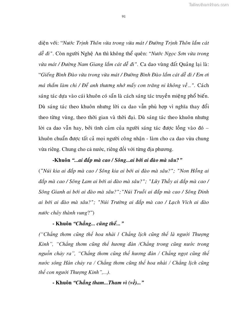 Luận án tiến sĩ ngữ văn Đặc trưng kết cấu ca dao trữ tình - 8 Trang 91