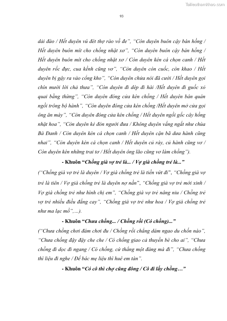 Luận án tiến sĩ ngữ văn Đặc trưng kết cấu ca dao trữ tình - 8 Trang 93