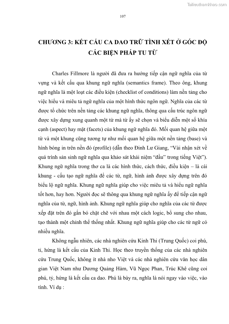 Luận án tiến sĩ ngữ văn Đặc trưng kết cấu ca dao trữ tình - 9 Trang 107