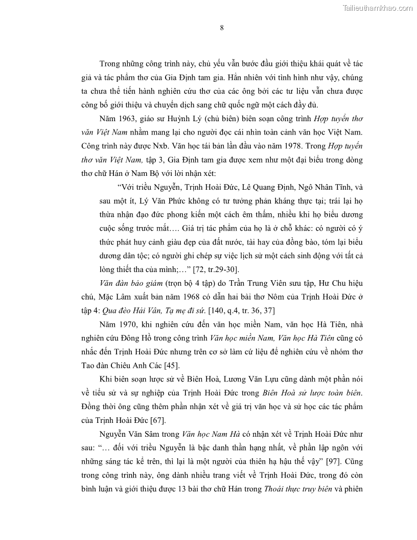 Luận án tiến sĩ ngữ văn Gia Định tam gia thi trong tiến trình văn học Hán Nôm Nam bộ - 1 Trang 10