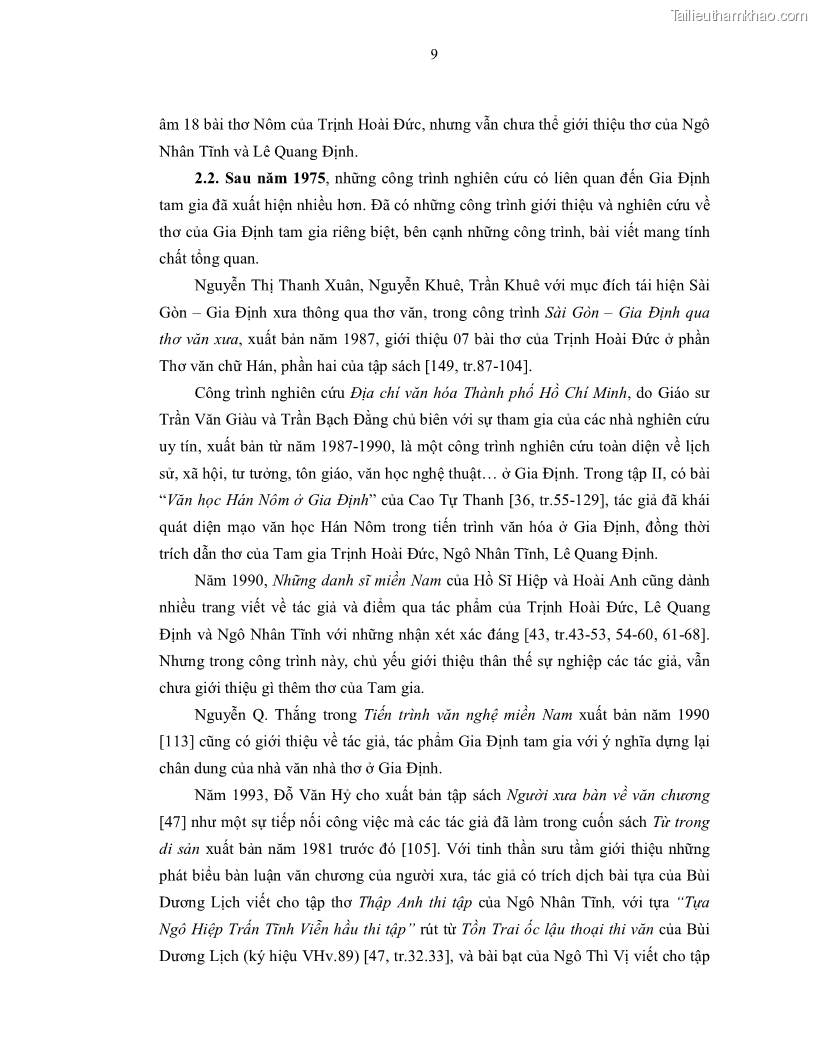 Luận án tiến sĩ ngữ văn Gia Định tam gia thi trong tiến trình văn học Hán Nôm Nam bộ - 1 Trang 11