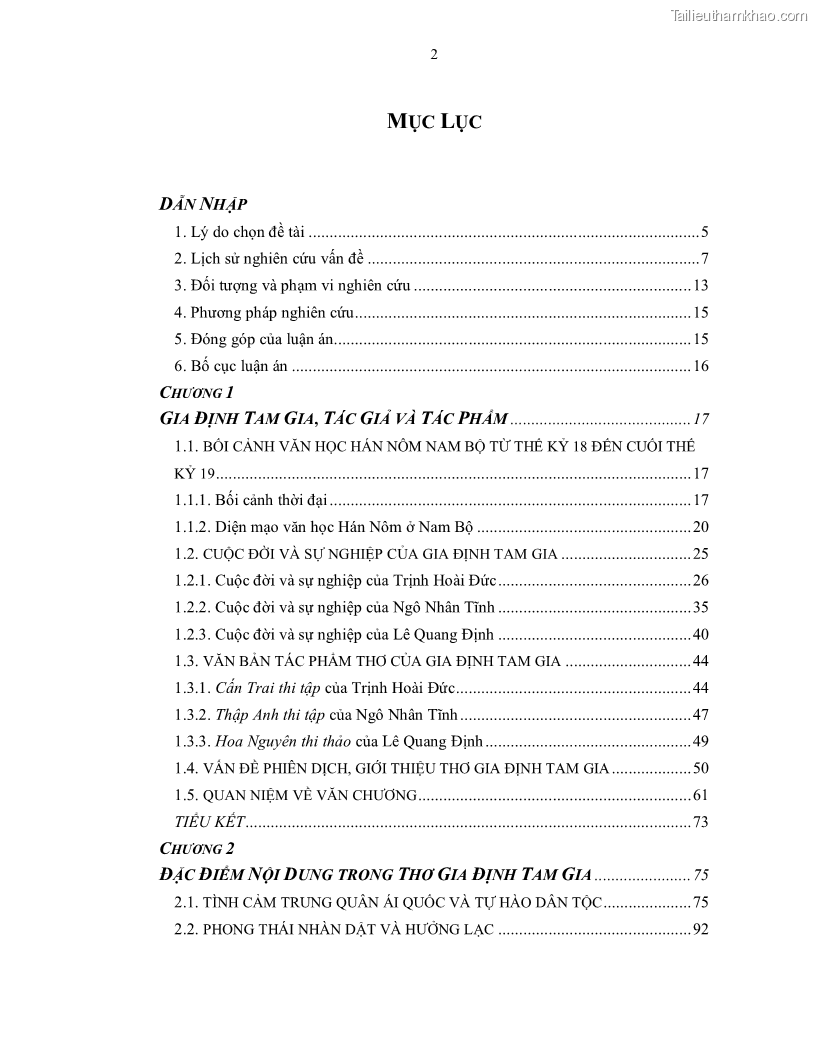 Luận án tiến sĩ ngữ văn Gia Định tam gia thi trong tiến trình văn học Hán Nôm Nam bộ - 1 Trang 4