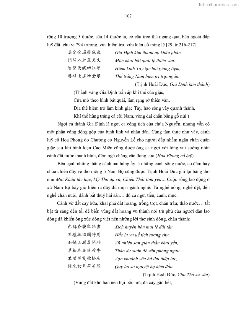 Luận án tiến sĩ ngữ văn Gia Định tam gia thi trong tiến trình văn học Hán Nôm Nam bộ - 10 Trang 109
