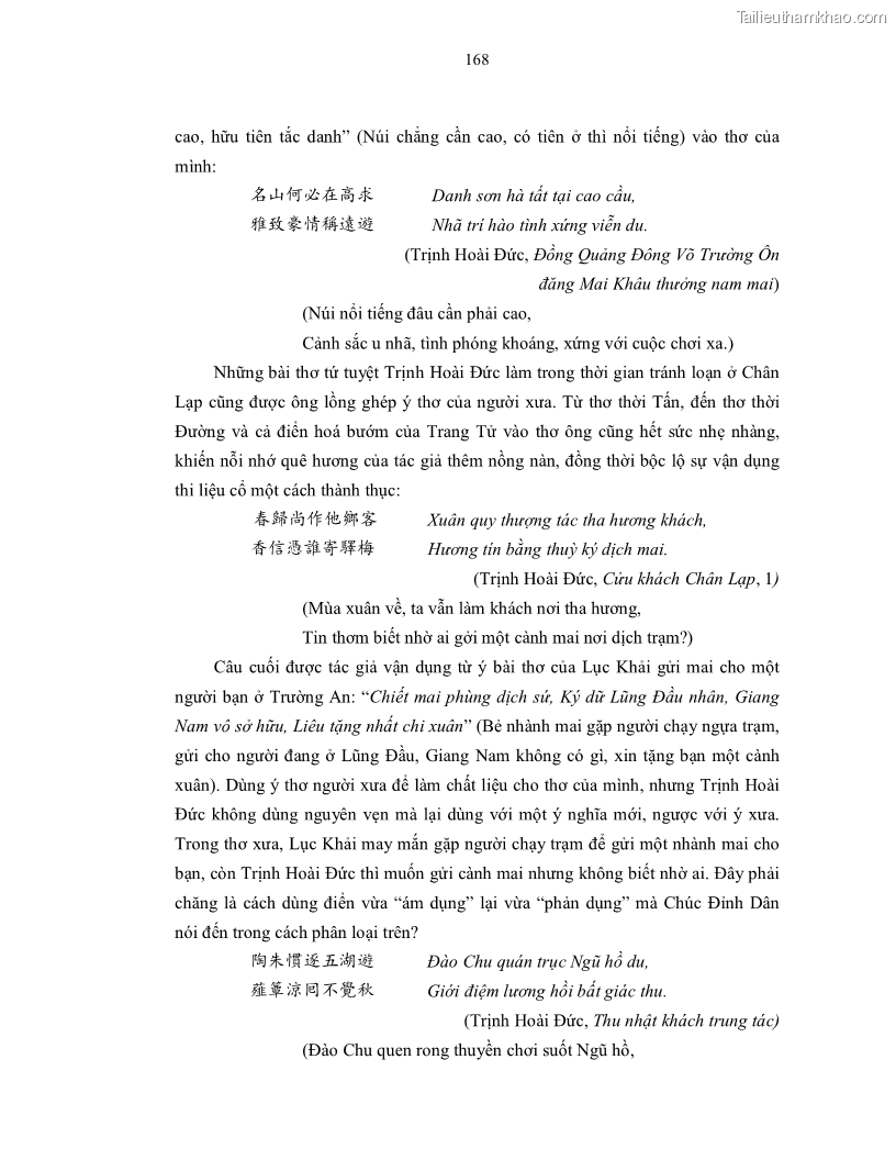 Luận án tiến sĩ ngữ văn Gia Định tam gia thi trong tiến trình văn học Hán Nôm Nam bộ - 15 Trang 170