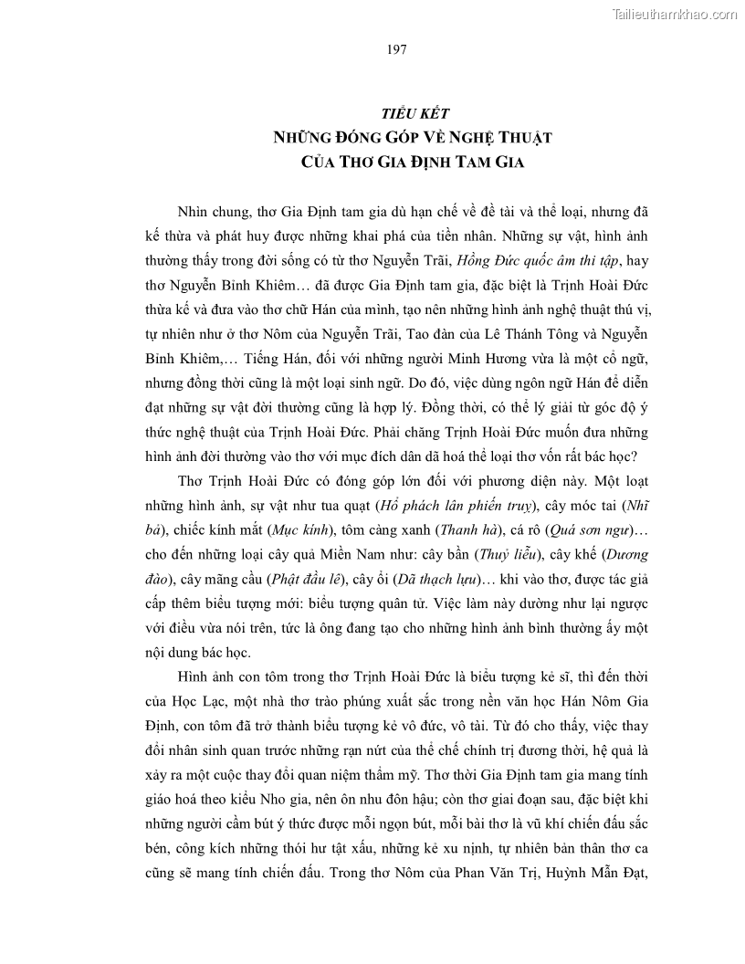 Luận án tiến sĩ ngữ văn Gia Định tam gia thi trong tiến trình văn học Hán Nôm Nam bộ - 17 Trang 199