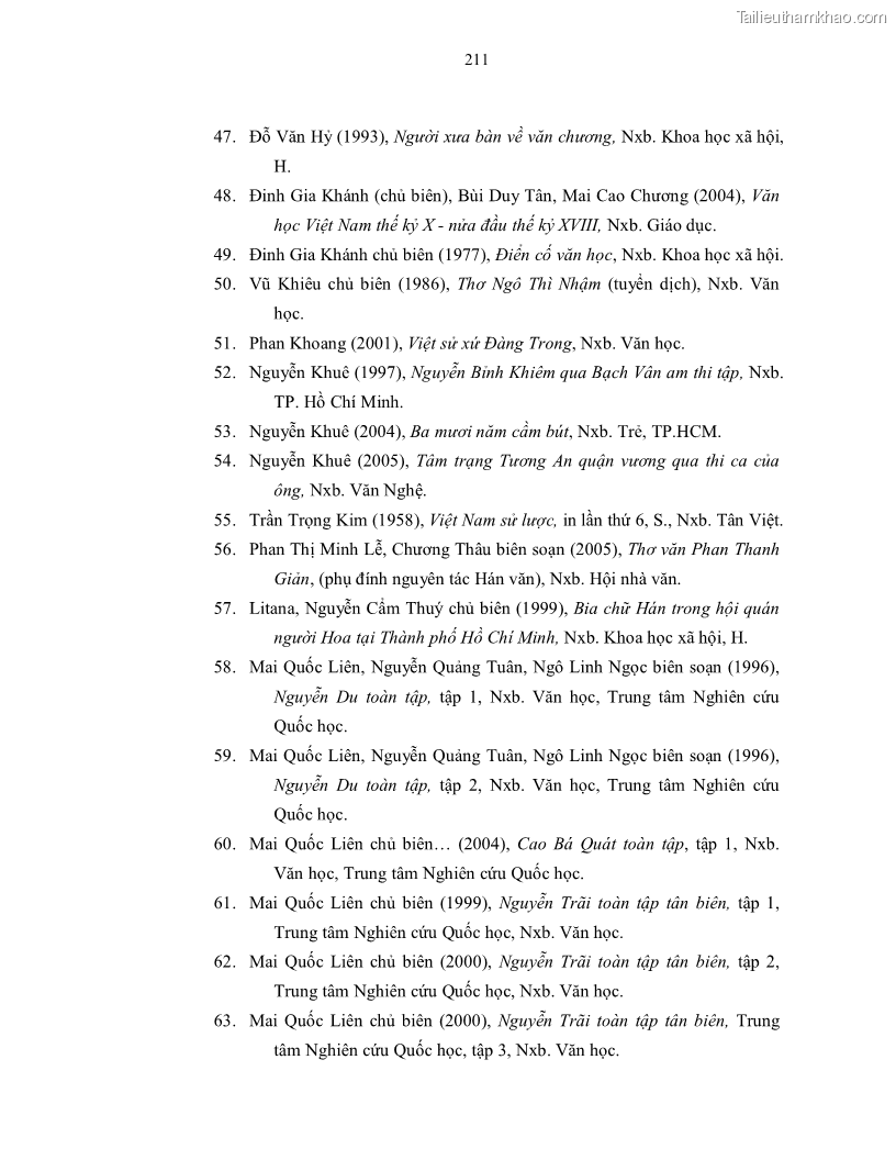 Luận án tiến sĩ ngữ văn Gia Định tam gia thi trong tiến trình văn học Hán Nôm Nam bộ - 18 Trang 213