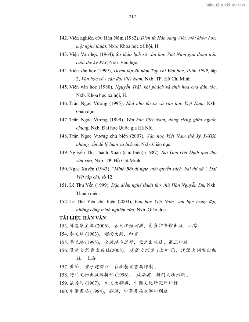 Luận án tiến sĩ ngữ văn Gia Định tam gia thi trong tiến trình văn học Hán Nôm Nam bộ - 19 Trang 219