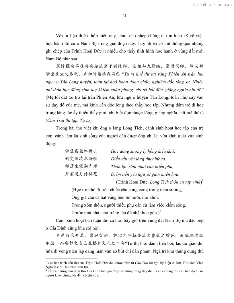 Luận án tiến sĩ ngữ văn Gia Định tam gia thi trong tiến trình văn học Hán Nôm Nam bộ - 2 Trang 23