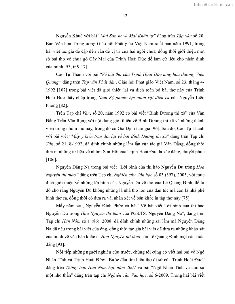 Luận án tiến sĩ ngữ văn Gia Định tam gia thi trong tiến trình văn học Hán Nôm Nam bộ - 2 Trang 14