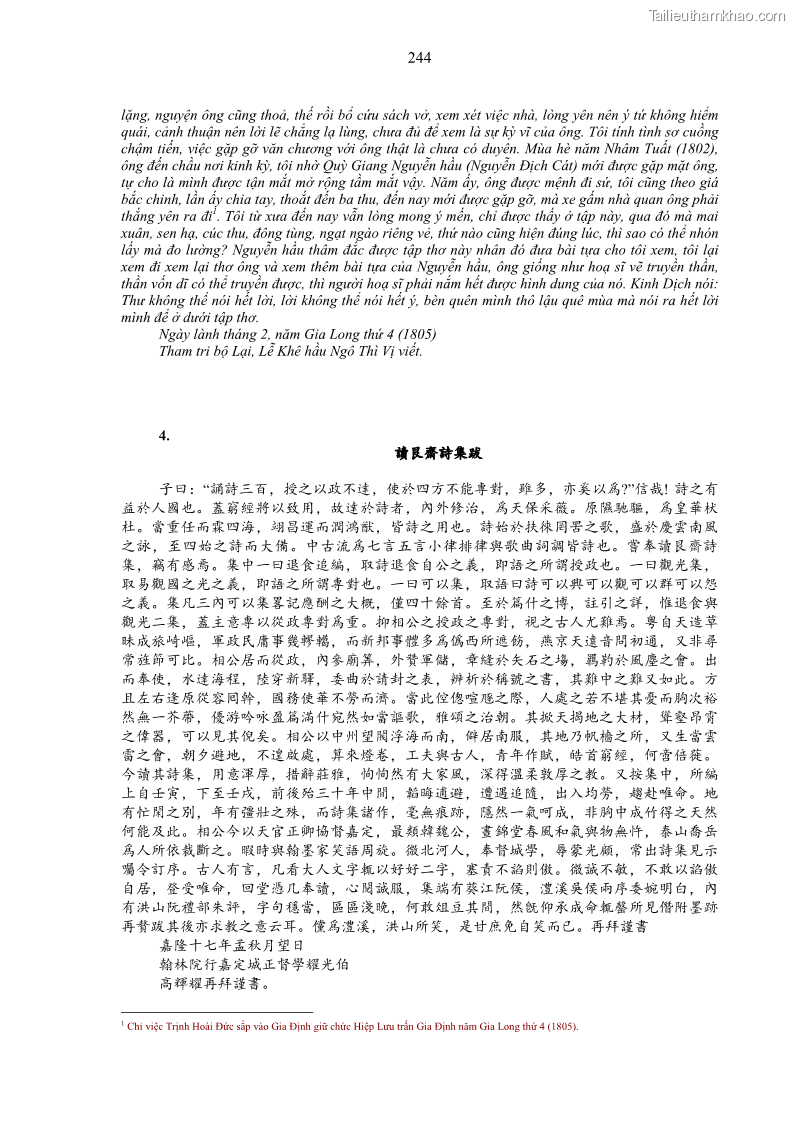 Luận án tiến sĩ ngữ văn Gia Định tam gia thi trong tiến trình văn học Hán Nôm Nam bộ - 21 Trang 244