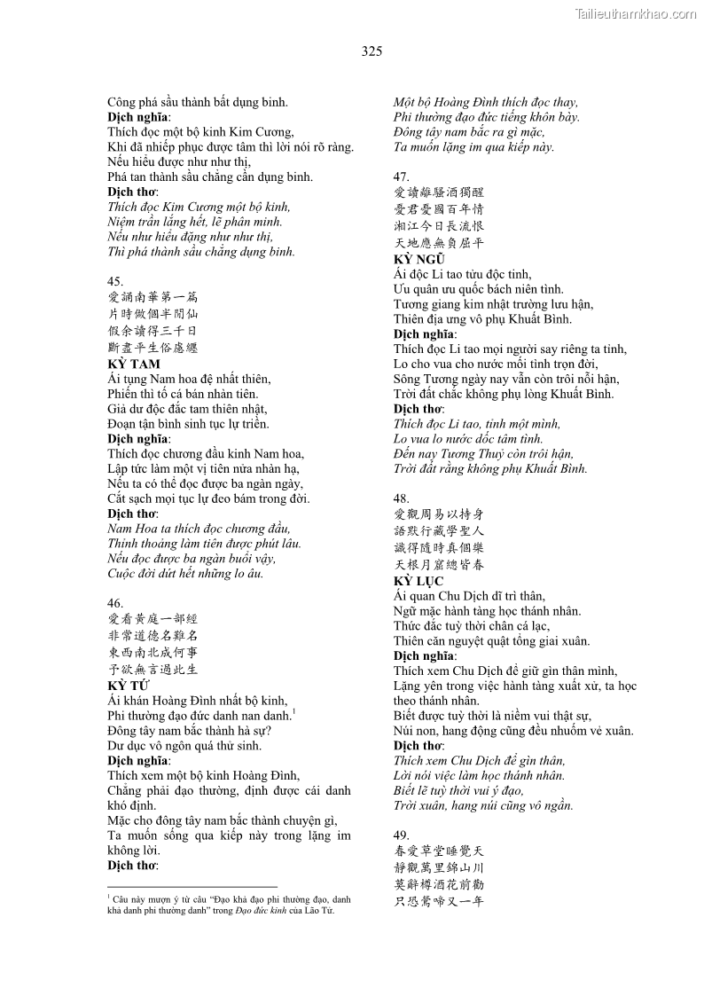 Luận án tiến sĩ ngữ văn Gia Định tam gia thi trong tiến trình văn học Hán Nôm Nam bộ - 28 Trang 325