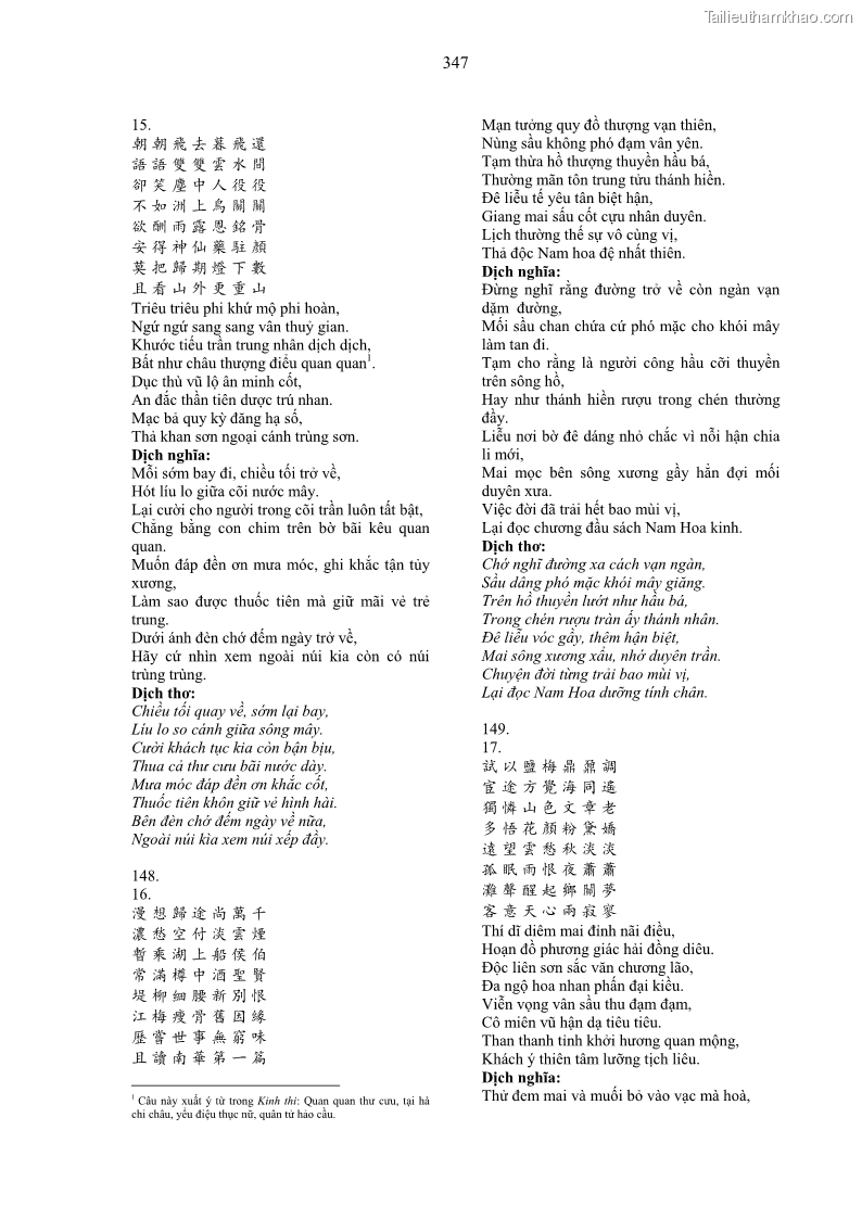 Luận án tiến sĩ ngữ văn Gia Định tam gia thi trong tiến trình văn học Hán Nôm Nam bộ - 29 Trang 347