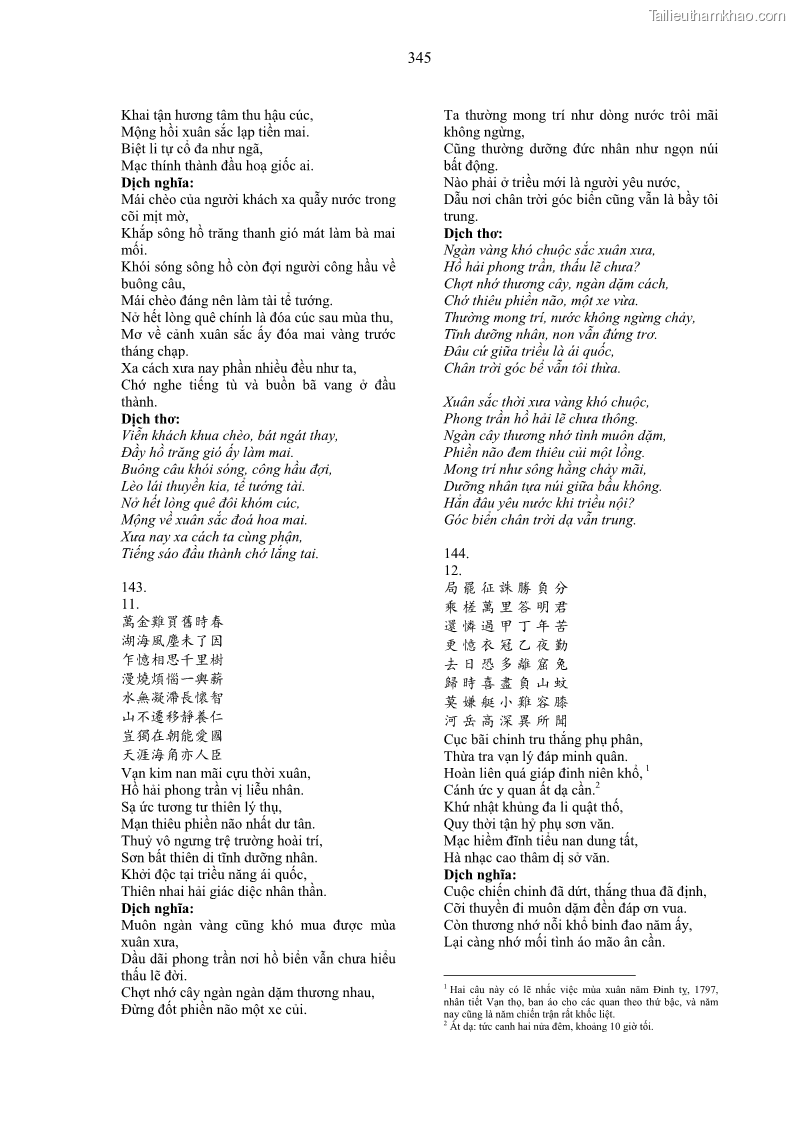 Luận án tiến sĩ ngữ văn Gia Định tam gia thi trong tiến trình văn học Hán Nôm Nam bộ - 29 Trang 345