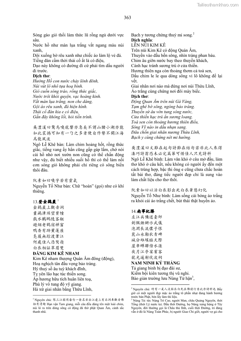 Luận án tiến sĩ ngữ văn Gia Định tam gia thi trong tiến trình văn học Hán Nôm Nam bộ - 31 Trang 363