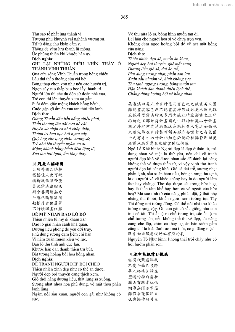 Luận án tiến sĩ ngữ văn Gia Định tam gia thi trong tiến trình văn học Hán Nôm Nam bộ - 31 Trang 365