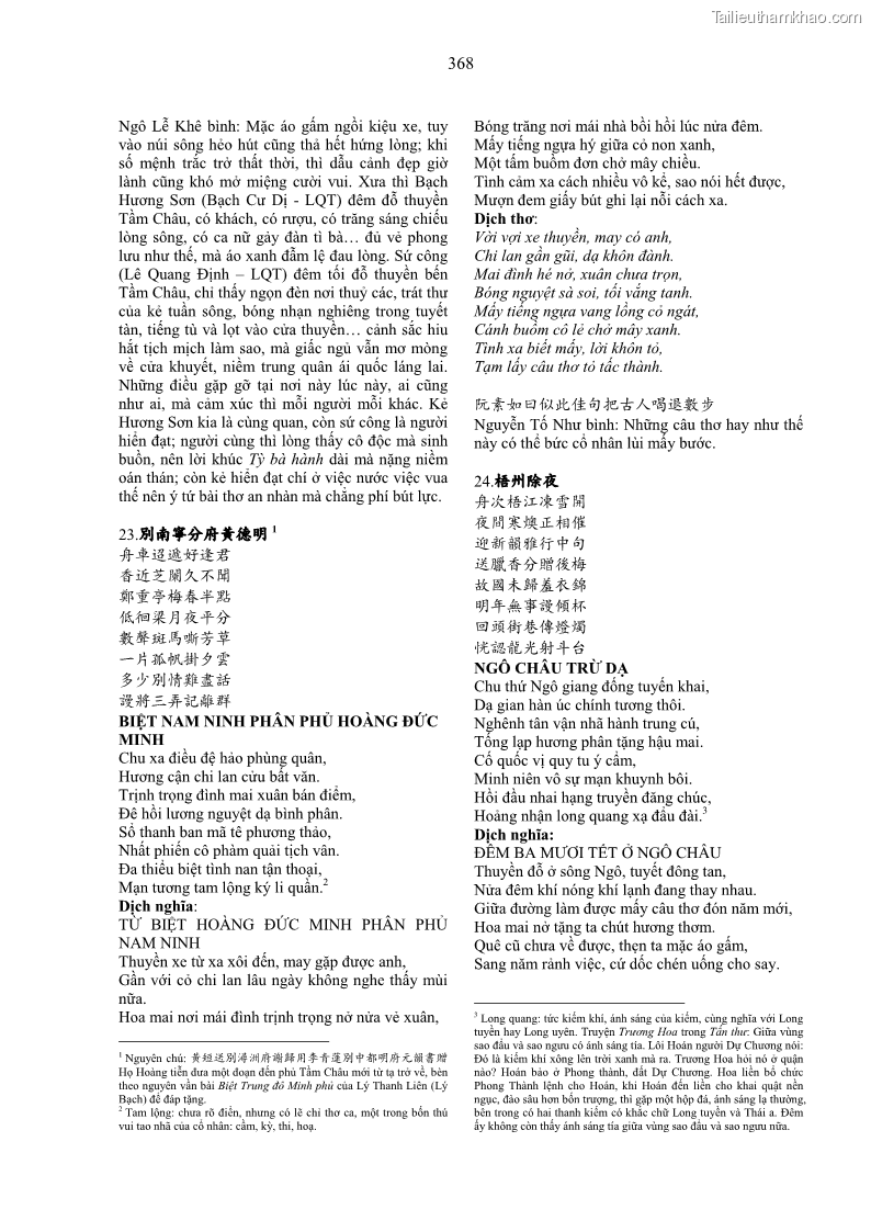 Luận án tiến sĩ ngữ văn Gia Định tam gia thi trong tiến trình văn học Hán Nôm Nam bộ - 31 Trang 368