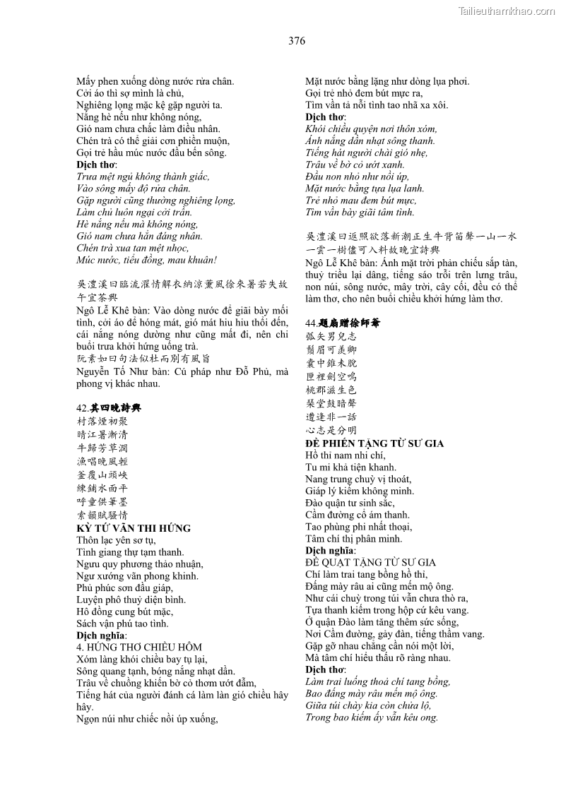 Luận án tiến sĩ ngữ văn Gia Định tam gia thi trong tiến trình văn học Hán Nôm Nam bộ - 32 Trang 376